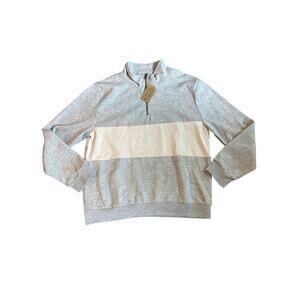 Eight Bells Mens XL Colorblock Heather Grey and White Quarter Zip Sweatshirt NWT